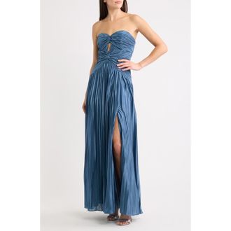 Lulus Florence Twist Front Strapless Dress in Slate at Nordstrom, Size X-Small