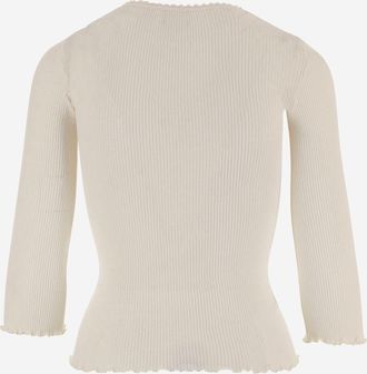 Chlo&eacute; Womens Fitted Cotton-Silk Jersey Top Ivory Tops