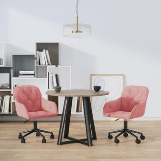 vidaXL Vidaxl - Sillas De Comedor Giratorias 2 Unidades Terciopelo Rosa