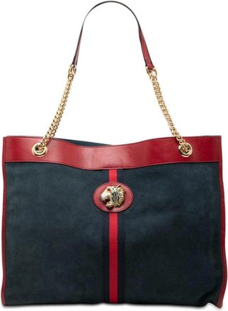Gucci Pre-owned Tote Bags, female, Blue, Size: ONE SIZE Pre-owned Vintage Tiger Head Suede Tote Bag
