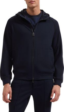Bugatchi Soft Touch Knit Hoodie in Navy at Nordstrom, Size Xx-Large