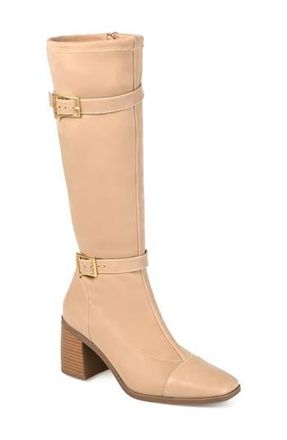 Journee Collection Gaibree Buckle Boot in Beige at Nordstrom Rack, Size 9