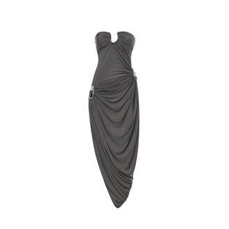 CHRISTOPHER ESBER Party Dresses, female, Gray, Size: XS Orica Crystal Ruched Jersey Strapless Dress