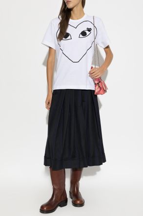 Comme Des Gar&ccedil;ons Comme Des Gar&ccedil;ons Play Cotton T-shirt With Logo Patch, Womens, White