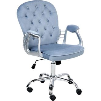 Beliani Beliani - Silla De Oficina Giratoria Respaldo Ajustable De Terciopelo Azul Claro Princess