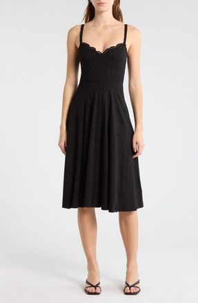 Desigual Embroidered Eyelet Cotton Midi Sundress in Black at Nordstrom Rack, Size X-Small