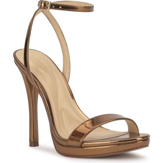 Jessica Simpson Divra Ankle Strap Stiletto Sandal in Bronze at Nordstrom, Size 5.5