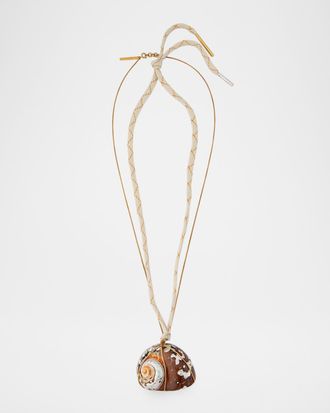 Dries Van Noten Two-Strand Brass Shell Pendant Necklace