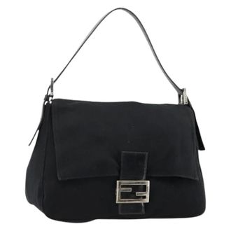 Fendi Pre-owned Shoulder Bags, female, Black, Size: ONE SIZE Pre-owned Vintage Cotton Shoulder Bag