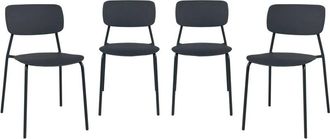 Sweeek Set of 4 stackable steel and plastic garden chairs anthracite 49x44x78.5 cm - Liva