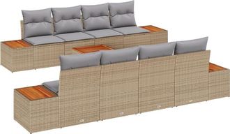 vidaXL Garden Sofa Set with Cushion 9 pcs Beige Poly rattan vidaXL