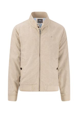 Fynch-Hatton Linen Cotton Blend Blouson with Stand-Up Collar, stone, L