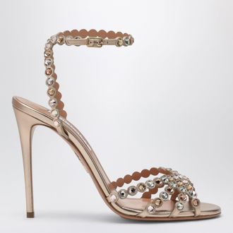 Aquazzura Sandali Tequila 105 color rame in pelle metallizzata