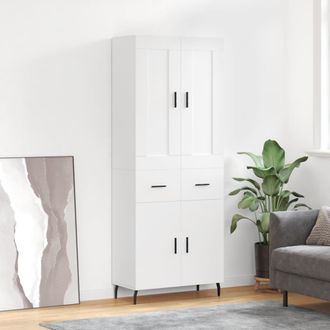 vidaXL Vidaxl - Aparador Alto Madera Contrachapada Blanco 69,5x34x180 Cm