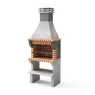 Movelar Barbacoa De Obra Prefabricada De Le&ntilde;a Y Carb&oacute;n Modelo Maipu Xl (gris, Naranja - 86,5 X 58 X 245 Cm) Ref: 3531/2 - Cocina De Exterior Con Parrilla Mell