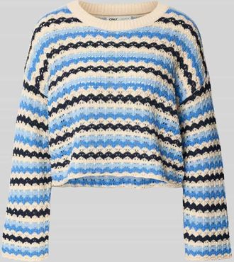 Only Regular Fit Strickpullover aus Baumwoll-Mix Modell ASA in Bleu, Gr&ouml;&szlig;e XL