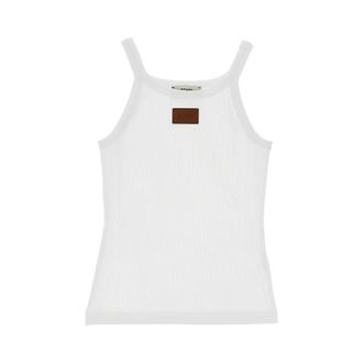Fendi Ribbed tank top with leather patch Woman S