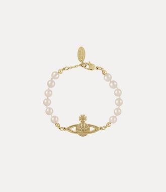 Vivienne Westwood Mini Bas Relief Pearl Bracelet Gold Swarovski Pearls / Preciosa Crystals Women