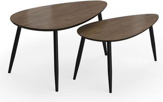 Vicco Set di tavolini Veyo, Noce/nero, 98 x 60 cm Set, 2 parti, Vicco