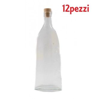 Trade Shop Trade Shop - Set 12 Pezzi Bottiglie Bottigline Vetro Trasparente Luxuri Con Tappo 500cc