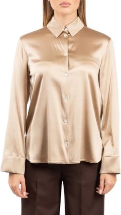 Max Mara MML Navetta Shirt - Dames - Overhemden - Beige - L - Satijn - Overhemden