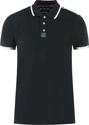 Aquascutum Heren Poloshirt met Getipte Schouder (Zwart)