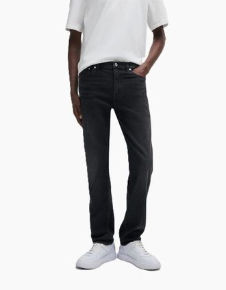 HUGO BOSS Mens Mid Rise Slim Fit Five Pocket Jeans - Grey - Size: 32/34