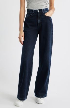 Boss Orange by Hugo Boss Marlene High Waist Wide Leg Jeans in Dark Blue at Nordstrom, Size 24 - 30