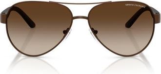 A|X Armani Exchange 59mm Gradient Pilot Sunglasses in Matte Brown /Gradient Brown at Nordstrom