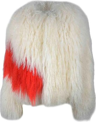 Msgm Real Fur Outerwear - White/Red