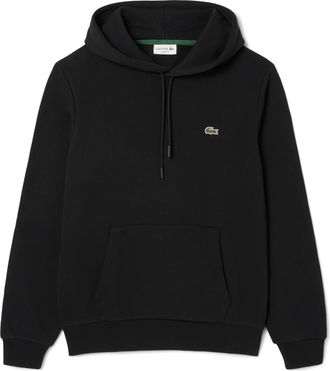 Lacoste Lightweight Cotton Fleece Pullover Hoodie in Black at Nordstrom, Size 7