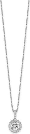 Diamond2Deal Sterling Silver Rhodium-plated Diamonore Halo Pendant Necklace