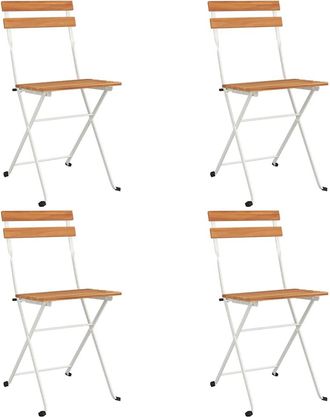 vidaXL Vidaxl - Sillas Cafeter&iacute;a Plegables 4 Uds Acero Y Madera Maciza Acacia