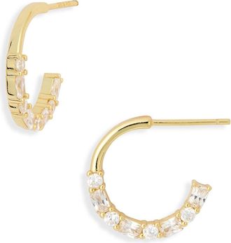 Argento Vivo Small Half Pav&eacute; Open Hoop Earrings in Gold at Nordstrom Rack