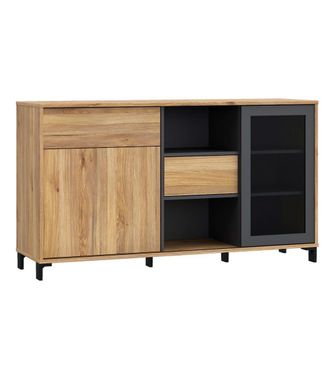 Home Heavenly Aparador 147 cm estilo industrial roble veteado y gris