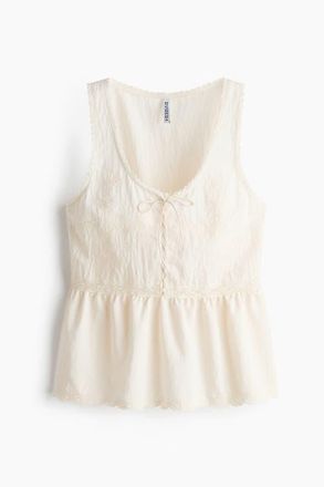 H&M Lace-up Peplum Top in Cream at Nordstrom, Size Xx-Small
