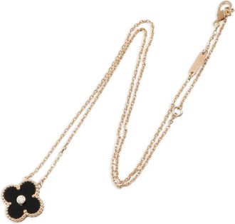 Van Cleef & Arpels Alhambra diamond onyx necklace - Pink