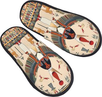 Generic House Slippers Egyptian Pharaoh Ancient Breathable Camping Slippers Unisex Cotton Slipper For Women Ladies Holiday L
