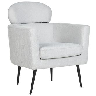 Beliani Beliani - Sill&oacute;n Sal&oacute;n Asiento Con Reposacabezas Dise&ntilde;o Glamour Tapicer&iacute;a De Tela Patas Negras Gris Claro Soby