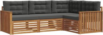 vidaXL Conjunto De Sof&aacute;s De Exterior 4 Uds. Natural Y Antracita Vidaxl