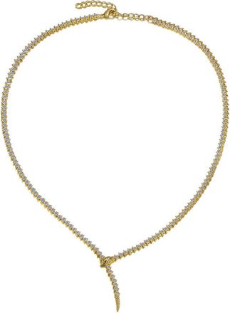 Rachel Glauber 14K Plated Cz Statement Necklace
