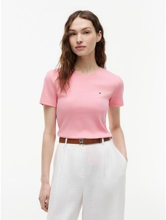Tommy Hilfiger Womens Crewneck Favorite T-Shirt - Pink - XXL
