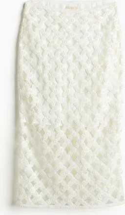 H&M Bleistiftjupe mit Perlenstickereien - Weiss