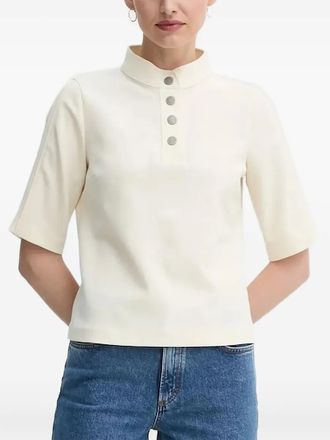 BA&SH Blouse met opstaande hals en knopenbies - Beige