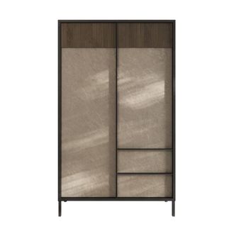 Calicosy Aparador 2 puertas y 2 cajones L106 cm - Efecto Gris y Madera