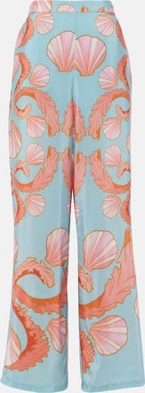 Adriana Degreas Printed high-rise silk wide-leg pants