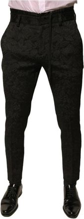 Dolce & Gabbana Bloemen Skinny Pantalon - Heren - Slim Fit Broeken - Zwart - S - Polyester - Broeken