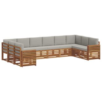 vidaXL Conjunto De Sof&aacute;s De Exterior 10 Uds. Gris Natural Y Claro Vidaxl