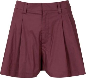 Federica Tosi Gekreukte Popeline Shorts - Dames - Bermuda - Paars - M - Katoen - Korte Broeken