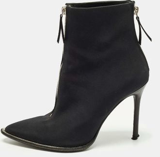 Alexander Wang Size 36.5 Black Canvas Ankle Length Pointed Toe Boots
